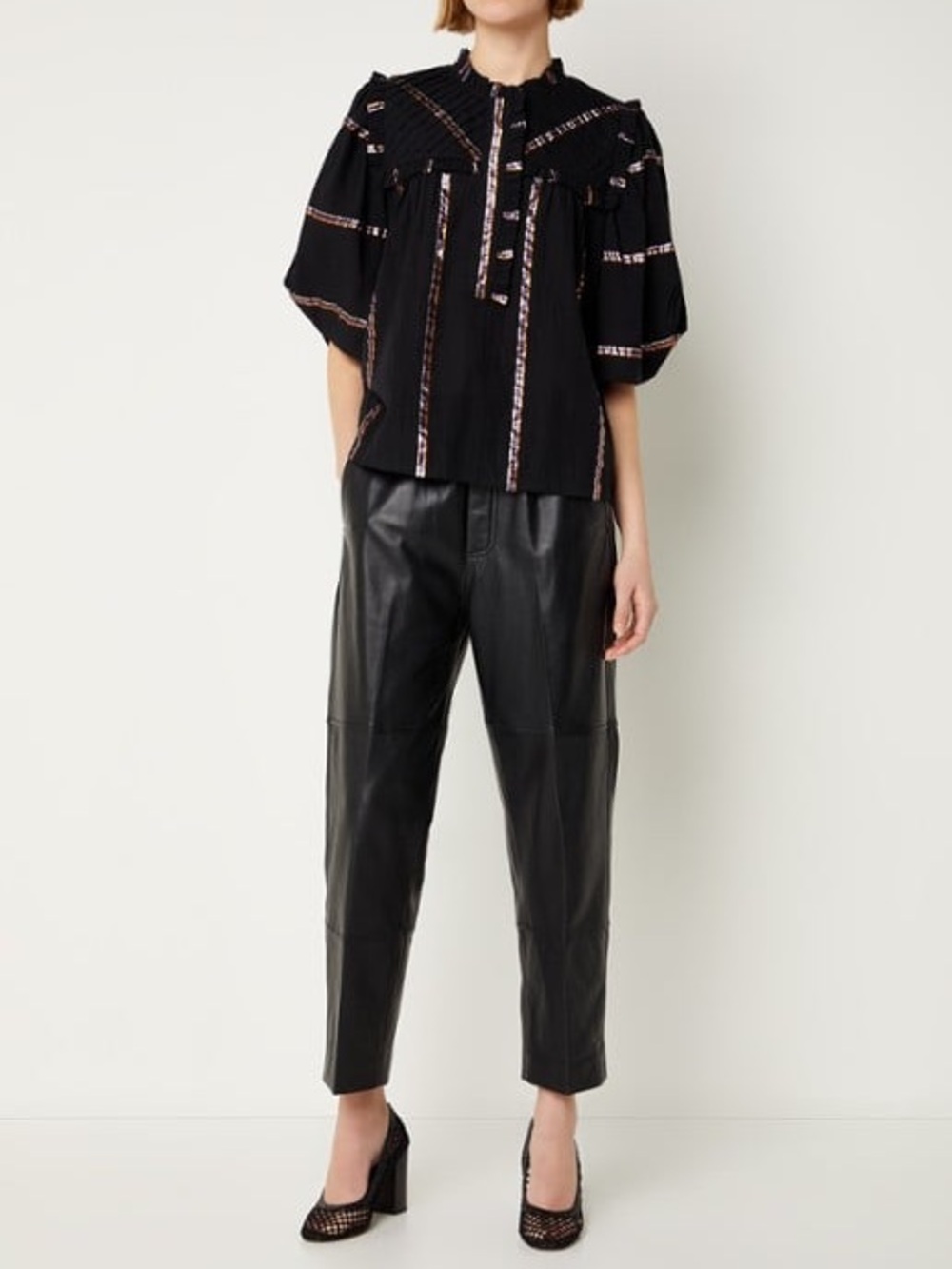 NWT Munthe Calm Peasant Metallic Stripe Whimsical Celestial Blouse Size Small